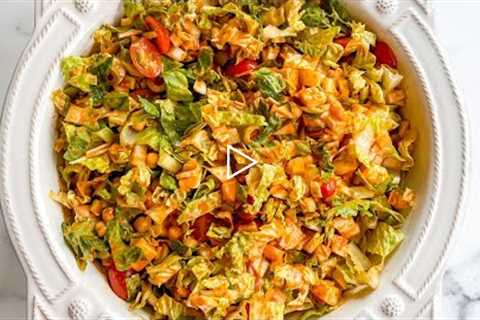How to Make the TikTok-Famous Mediterranean Chopped Salad with Roasted Red Pepper Dressing