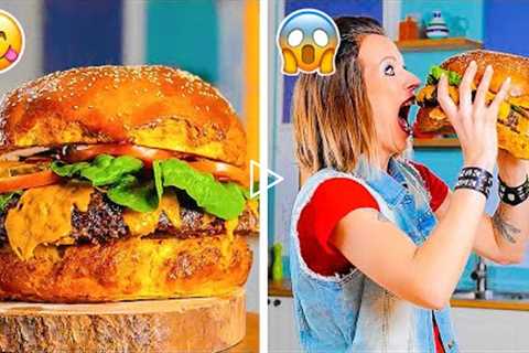 MINI VS MAXI || Giant Burger, Giant French Fries, Chips, Cookies and other Mouth-Watering Recipes