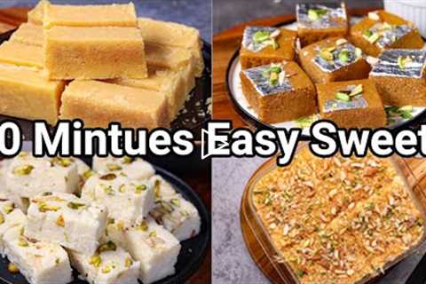 4 Quick & Easy Milk Sweet Desserts in 30 Minutes | Simple Indian Creamy Milk Desserts Ideas