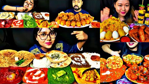 ASMR EATING PALAK PANEER, BUTTER PANEER, BIRIYANI, EGGS, CHICKEN | INDIAN FOOD MUKBANG |FoodShood|