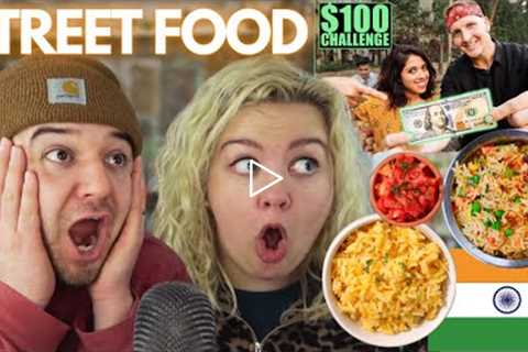 INDIAN Street Food $100 CHALLENGE in MUMBAI! | COUPLE REACTION VIDEO