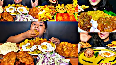 ASMR EATING SPICY KHICHURI, BEGUNI, ALUR DOM, EGG FRY | BEST INDIAN FOOD MUKBANG/ASMR |FoodShood|
