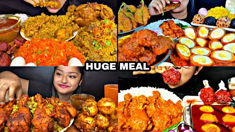 ASMR EATING SPICY CHICKEN CURRY, MUTTON BIRIYANI, EGG CURRY | BEST INDIAN FOOD MUKBANG|Foodie India|