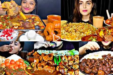 ASMR EATING SPICY MUTTON BIRIYANI, BUTTER CHICKEN, EGGS | BEST INDIAN FOOD MUKBANG |Foodie India|