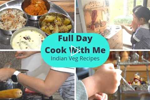 Whole Day Cook With Me - Cooking Vegetarian Thali | Indian Vegetarian Recipes | Indian Meal Ideas