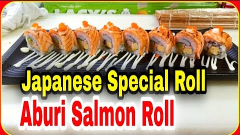 Japanese special Aburi salmon roll | Great way to make sushi roll | Chefs kitchen ||