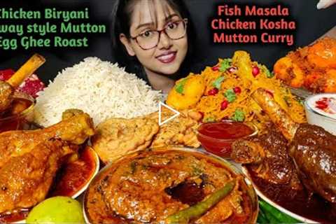 Eating Biryani, Mutton Curry, Fish Curry, Chicken & Egg Curry | Asmr Eating | Mukbang | Big..