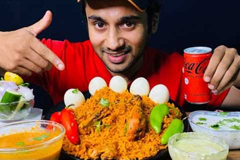 EATING SPICY CHICKEN *BIRIYANI* , SPICY GRAVY, EGGS & RAITHA (ASMR EATING) INDIAN FOOD MUKBANG