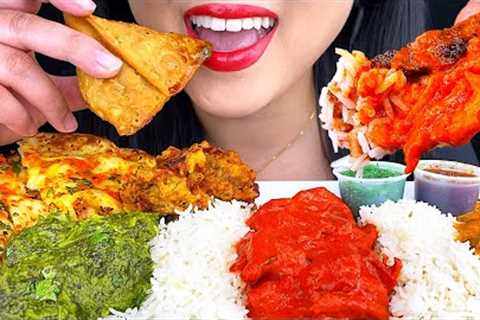 ASMR INDIAN FOOD Paneer Palak, Butter Chicken, Mushroom Masala Mukbang (Eating Sounds) NO TALKING