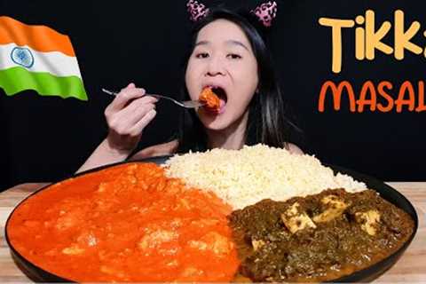 HUGE INDIAN CURRY MUKBANG! Chicken Tikka Masala, Saag Paneer & Saffron Rice - Spicy Indian Food ..