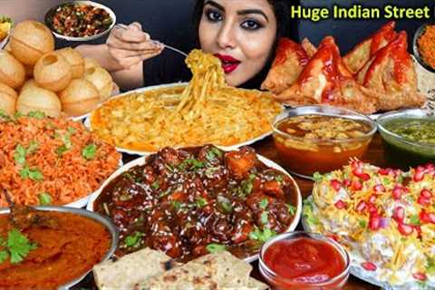 Eating Pani Puri,Samosa,Maggi,Dahi Puri,Chilli Chicken Curry. Indian Street Food ASMR Eating Mukbang