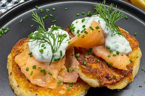 Irish Potato Cakes (Boxty) with Smoked Salmon and Herb Sour Cream