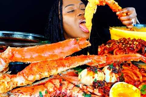 (ASMR MUKBANG) KING CRAB SEAFOOD BOIL MUKBANG | CHEESE SAUCE |SEAFOOD MUKBANG| ASMR EATING|ASMR FOOD