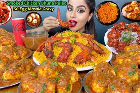 ASMR Eating Spicy Chicken Bhuna Masala,Drums of Heaven,50 Egg Masala Curry,Rice ASMR Eating Mukbang