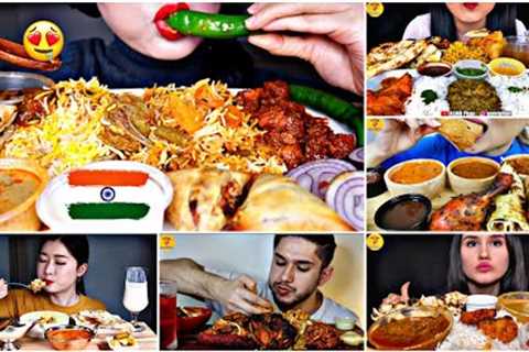 EATING *INDIAN FOOD FEAST* (BIRYANI, CURRY, SAMOSA, NAAN) ASMR MUKBANG COMPILATION VIDEO NEW 2023..