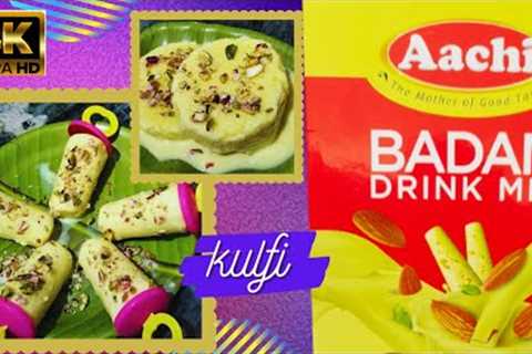 Kulfi with Toned Milk | Aachi Badam Drink Mix Kulfi Recipe with Tips | Cut Kulfi | Bs Lakshmi