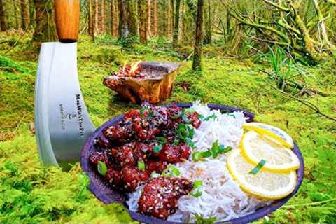 Lemon Crunchy Chicken cooked in the middle of the forest. ASMR cooking. NO TALK