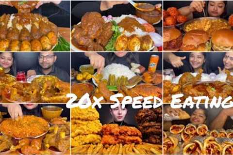 20x Speed Eating sound. Lot''s of Indian food Eating 🤩🤩 Ft. Indian Mukbangers#asmr #foodie#mukbang