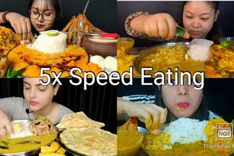 5x Speed Eating || Dal Chawal Eating || Indian Food Mukbang || ASMR || Indian Food ASMR || Big Bites