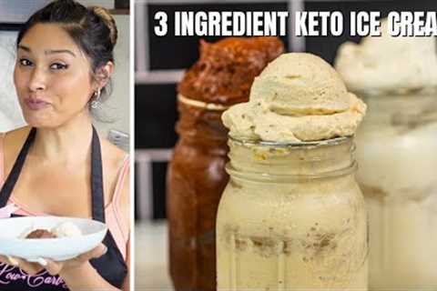 3 INGREDIENT KETO ICE CREAM! Vanilla, Chocolate, & Peanut Butter Keto Ice Cream