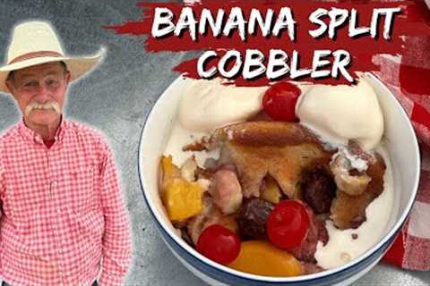 Dutch Oven Banana Split Cobbler | The Perfect Summer Dessert