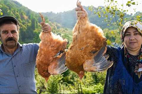 Iranian fried chicken in nature - Saffron Chicken Recipe - Village life