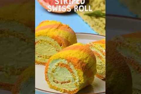 Colorful striped swiss roll cake #shorts