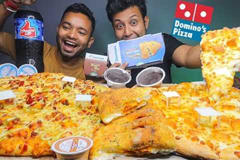 Dominos Large The 4 Cheese Pizza, Indi Tandoori Paneer Pizza, Garlic Bread & Choco Lava Cake..