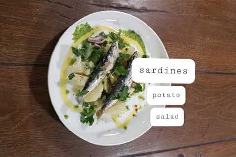 Pan fried sardines , potato & red onion salad