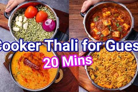 Make Thali using Pressure Cooker in 20 Mins - Paneer Curry, Sprouts Sabji, Dal Tadka & Biryani..