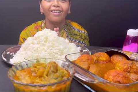 BIGBITES,EATING RICE WITH LOTER JHOL, SPICY 🔥🔥🔥 EGG KALIA, COMFORT LUNCH।HUGE RICE।