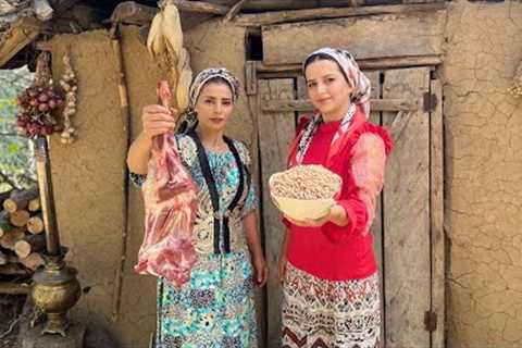 Rice Stuffed with Peas and Lamb Shoulder Meat Recipe Cooked in Village