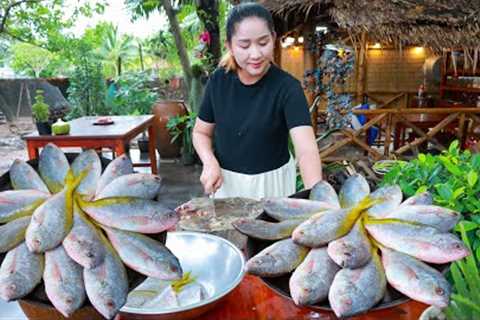 Filet fish for fishball for delicious recipe cooked by pregnant chef, cooking with sros