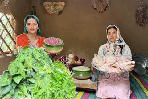 Herb''s and Chicken Stew Recipe Cooked in a Rainy Day in Beautiful Village