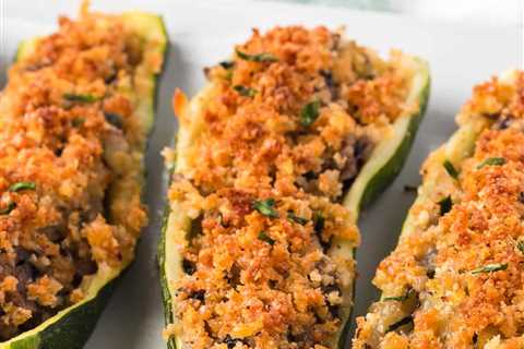 Mushroom & Onion Stuffed Zucchini