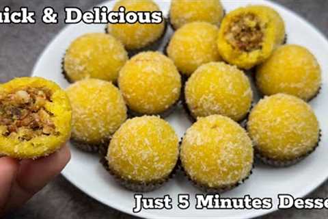 Delicious 5-Minute Coconut Gulkand Ladoo Recipe | No Mawa, No Chasni | Quick Dessert