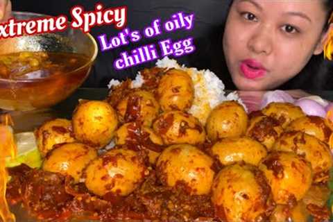 LOT’S OF SPICY CHILLI OILY EGG CURRY, OILY MUTTON FAT CURRY & RICE MUKBANG | BIG BITES