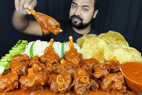 HUGE SPICY MUTTON CHANGEZI, LUCHI/ PURI, RICE, MUTTON GRAVY, SALAD MUKBANG ASMR EATING | BIG BITES |