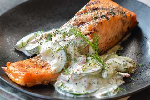 Grilled Salmon with Creamy Cucumber-Dill Salad