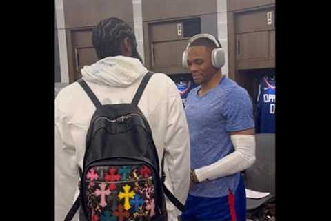 James Harden reunites with Russell Westbrook in Clippers locker room after trade