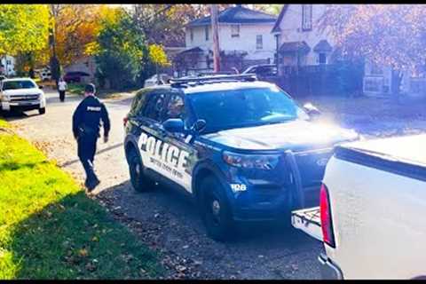 COPS Pulled up on ME then we heard SHOTS FIRED while mowing this Elderly Lady''s Overgrown Yard