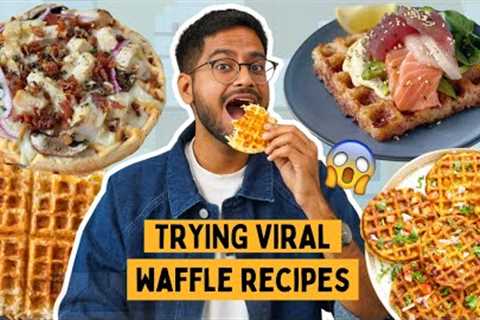 OMG 😱 TRYING OUT VIRAL WAFFLE RECIPES...WAFFLE PIZZA, DOSA, SUSHI | WHAT DID I LIKE?