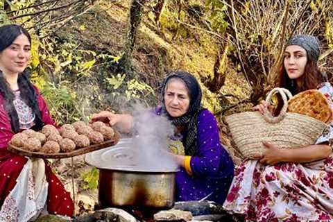 Daily life in the village: cooking Tabrizi meatballs and serving with Berber bread in the garden!