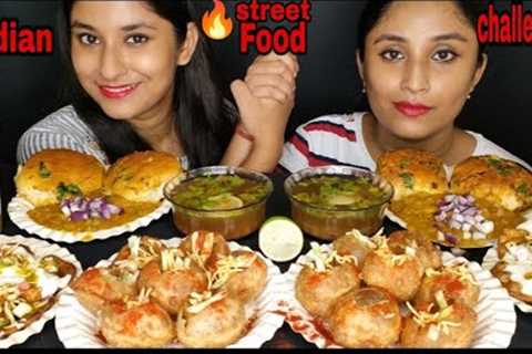 ASMR Eating🔥spicy Indian Street food 😋|Panipuri Challenge,Pav Bhaji,Papdi Chat, Noodles Challenge