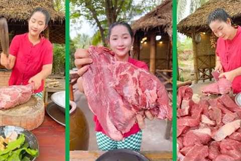 Cooking with Sros, Mommy make tendered dried beef and cook delicious recipe | Cooking with Sros