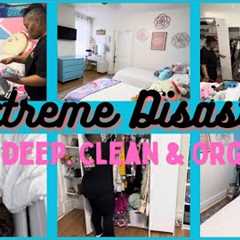 EXTREME DISASTER TWINS BEDROOM DEEP CLEAN & ORGANIZE / CLEAN WITH ME / CLEANING MOTIVATION /..