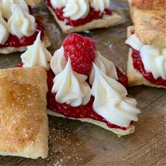 Homemade Flakies with raspberry compote & vanilla cream