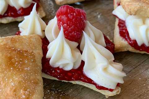 Homemade Flakies with raspberry compote & vanilla cream